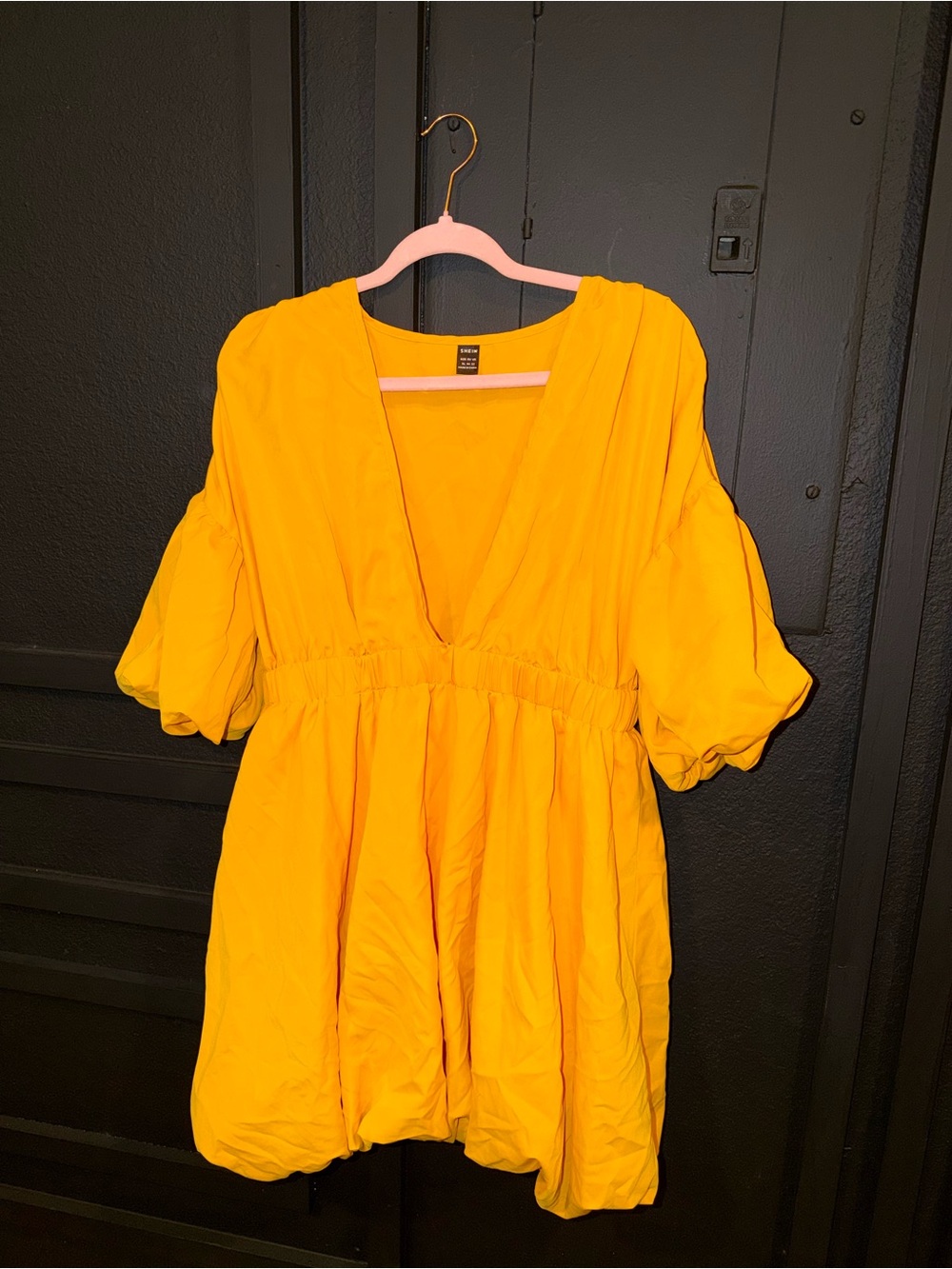 SHEIN Mustard Yellow V-Neck Dress